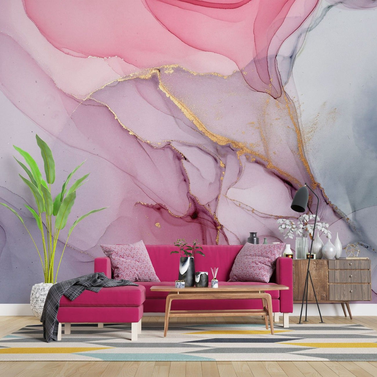Tapet personalizat marble cu o textura delicata de marmura in tonuri de roz pastel aducand finete si eleganta subtila pink delicacy
