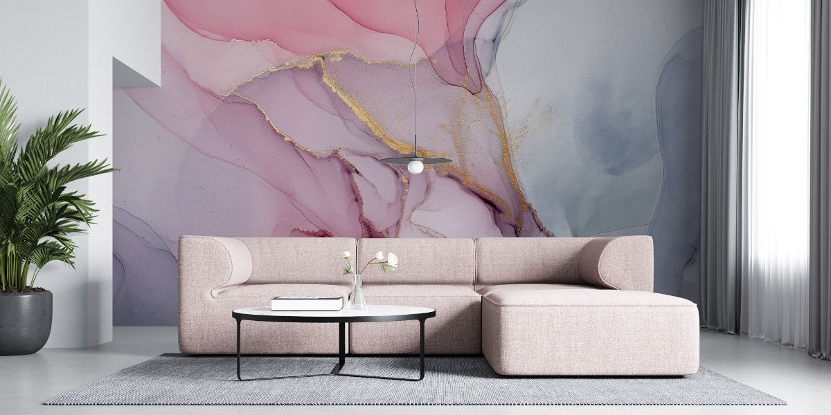 Tapet personalizat marble cu o textura delicata de marmura in tonuri de roz pastel aducand finete si eleganta subtila pink delicacy