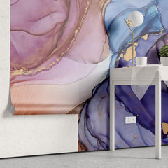 Tapet personalizat marble cu o marmura dramatica in tonuri profunde de indigo si albastru inchis aducand o nota de mister indigo