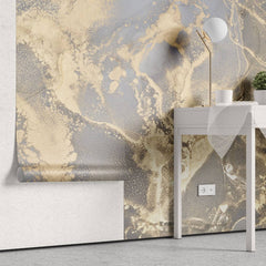 Tapet personalizat marble cu o textura de piatra cu tonuri de alb si gri deschis si accente de sclipiri ice glitter