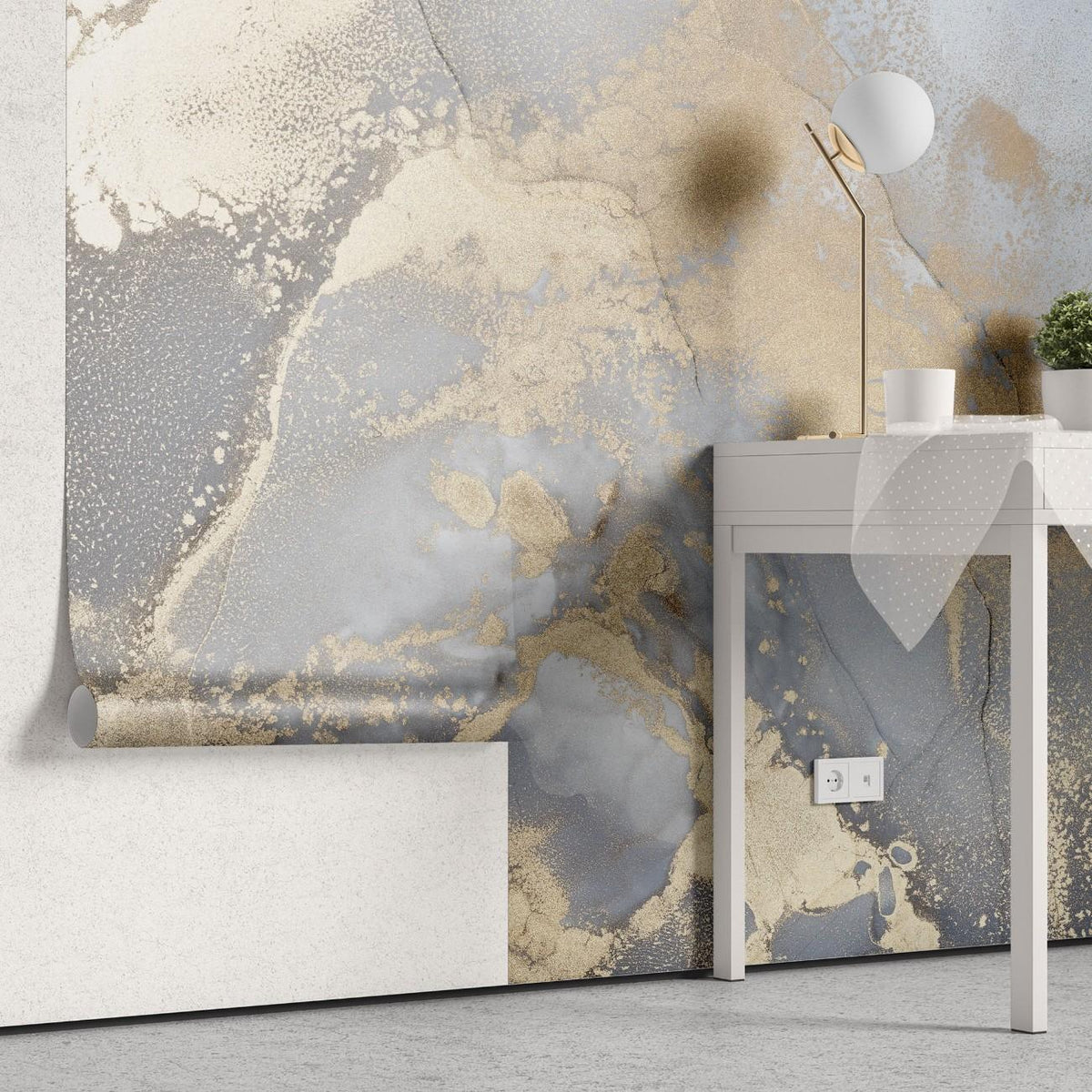Tapet personalizat marble cu o piatra cu detalii fine in tonuri de alb gri si bej pentru un decor subtil si sofisticat delicacy
