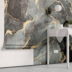 Tapet personalizat marble cu o marmura intunecata inspirata de roci vulcanice aducand un aspect robust si misterios volcanic marble