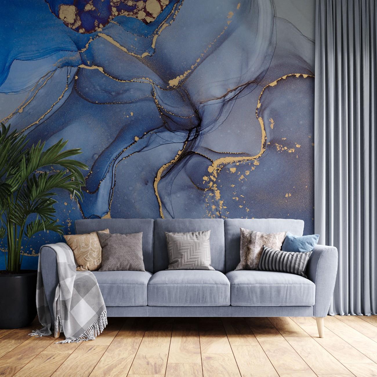 Tapet personalizat marble cu o textura de piatra intensa in tonuri de gri carbune si negru pentru un design dramatic si puternic intensse
