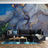 Tapet personalizat marble cu o textura de piatra intensa in tonuri de gri carbune si negru pentru un design dramatic si puternic intensse