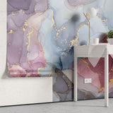 Tapet personalizat marble cu o marmura in nuante pale de albastru si gri deschis ce inspira liniste si o atmosfera calma serenity