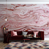 Tapet personalizat marble cu o piatra in tonuri de alb si rosu inspirand o estetica dulce si vibranta candycane