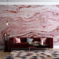Tapet personalizat marble cu o piatra in tonuri de alb si rosu inspirand o estetica dulce si vibranta candycane