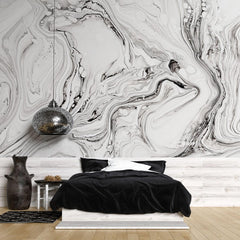 Tapet personalizat marble cu o marmura alba cu detalii fine asemanatoare cernelii ce ofera luminozitate si rafinament white ink