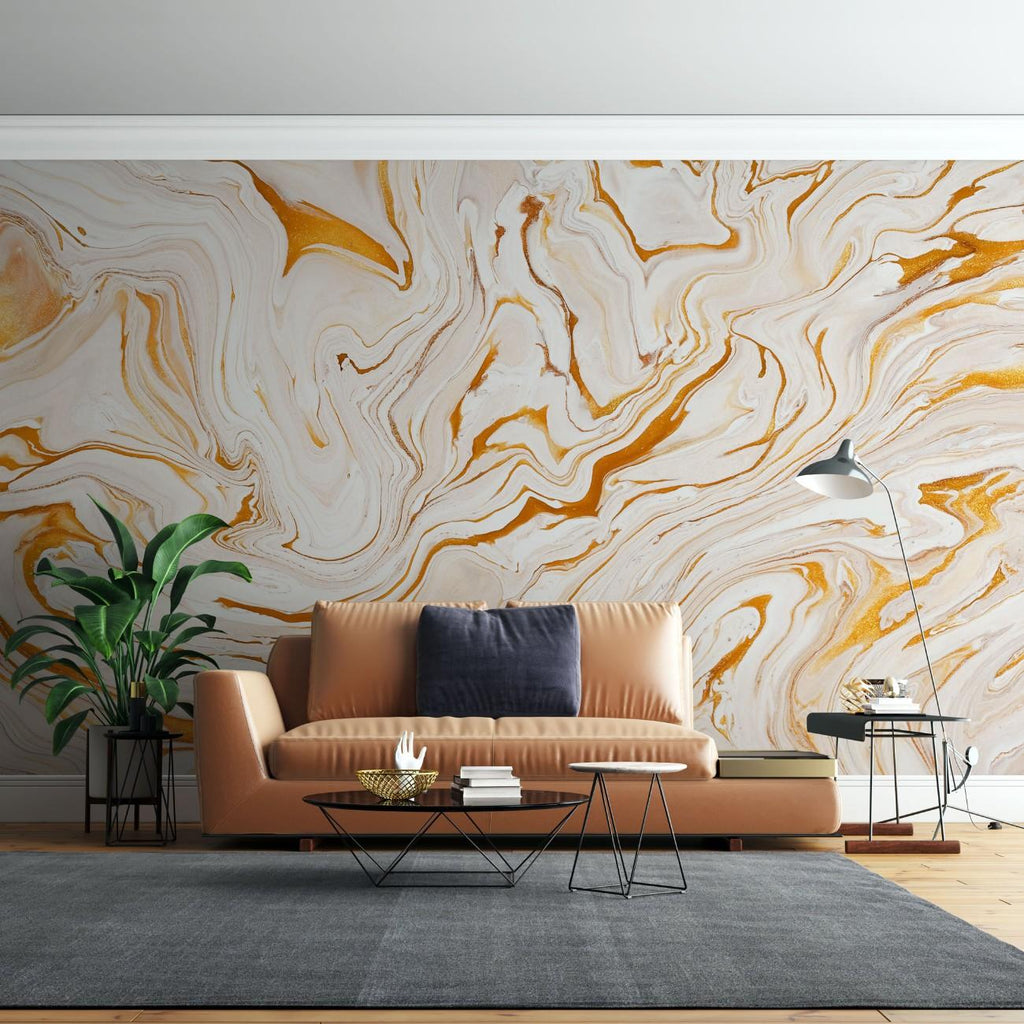 Tapet personalizat marble cu o piatra in nuante calde de caisa si roz pal pentru un ambient relaxant si delicat sweet apricot