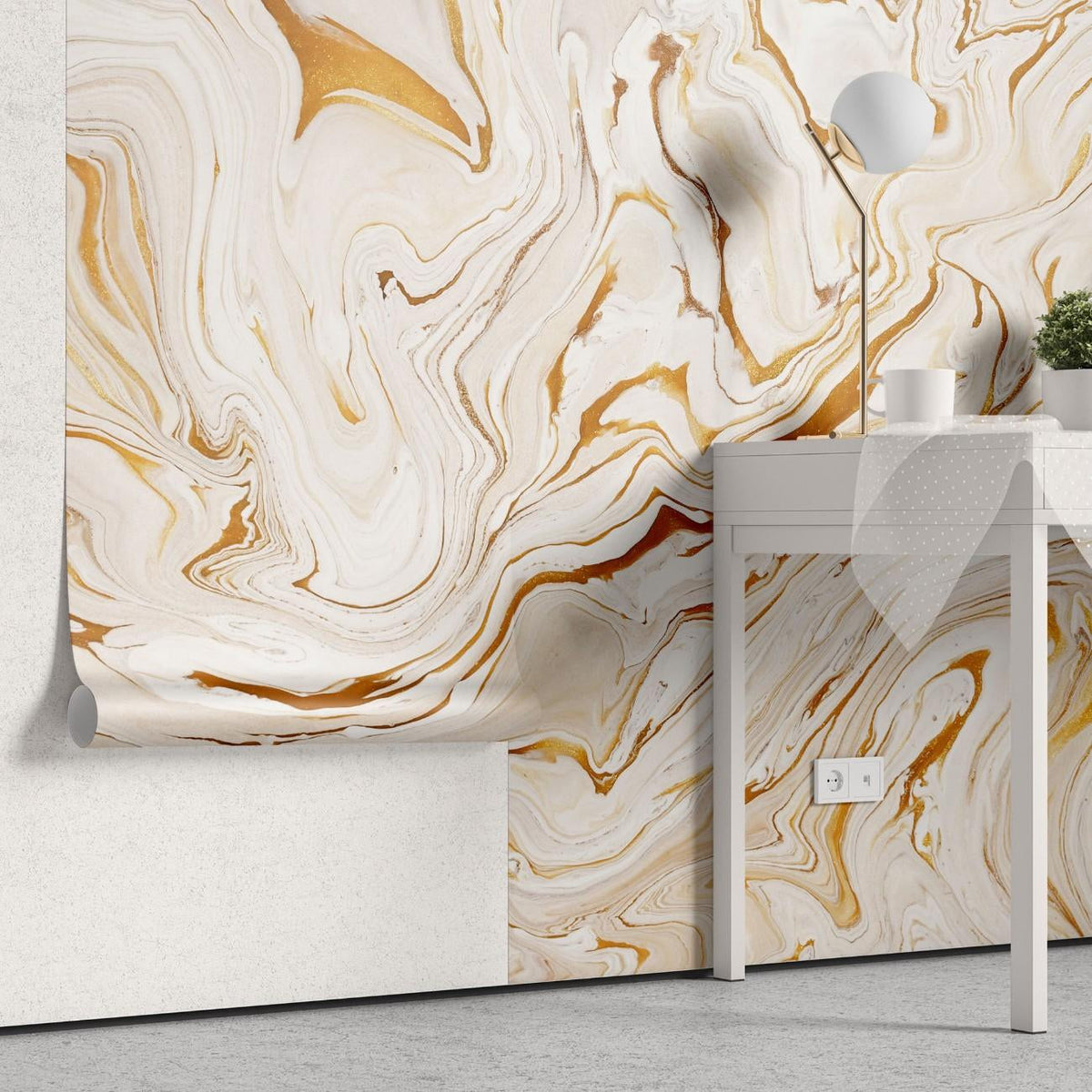 Tapet personalizat marble cu o piatra in nuante calde de caisa si roz pal pentru un ambient relaxant si delicat sweet apricot