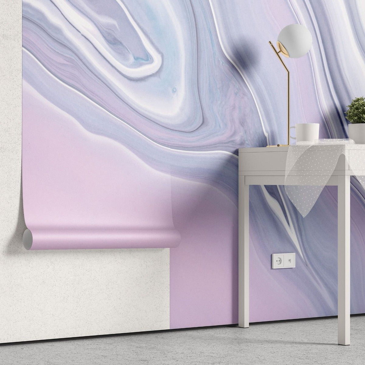 Tapet personalizat marble cu o textura abstracta de piatra in tonuri de roz si violet inspirand un peisaj cosmic pink nebula