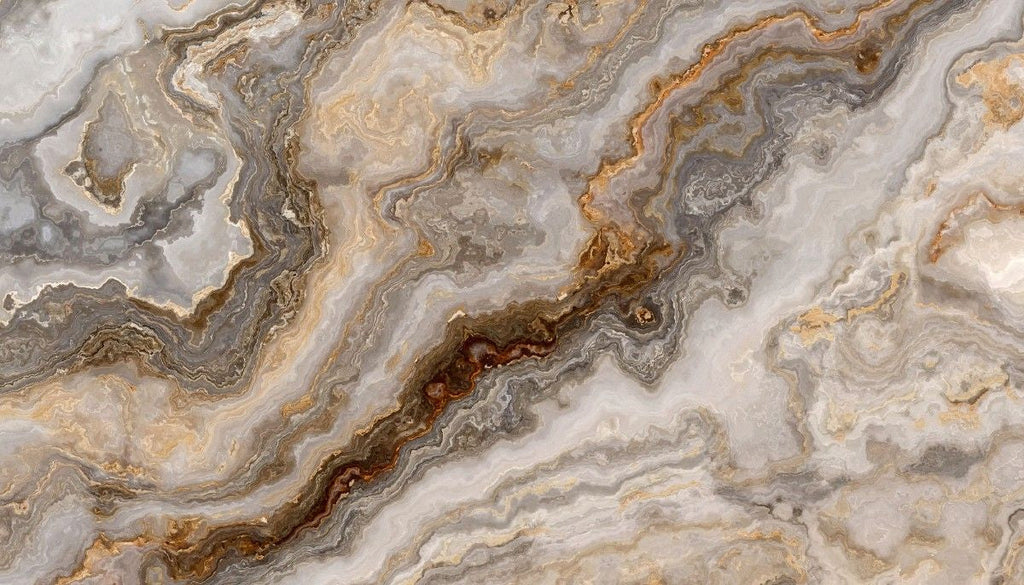 Tapet personalizat marble cu un model de piatra semipretioasa de agat gri cu straturi delicate ce ofera un decor sofisticat brown agate