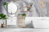 Tapet personalizat marble cu un model de piatra semipretioasa de agat alb cu linii translucide ce aduce luminozitate si puritate white agate