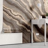 Tapet personalizat marble cu un model de piatra semipretioasa de agat in tonuri pamantii de maro si bej creand o atmosfera calda si naturala earthy agate