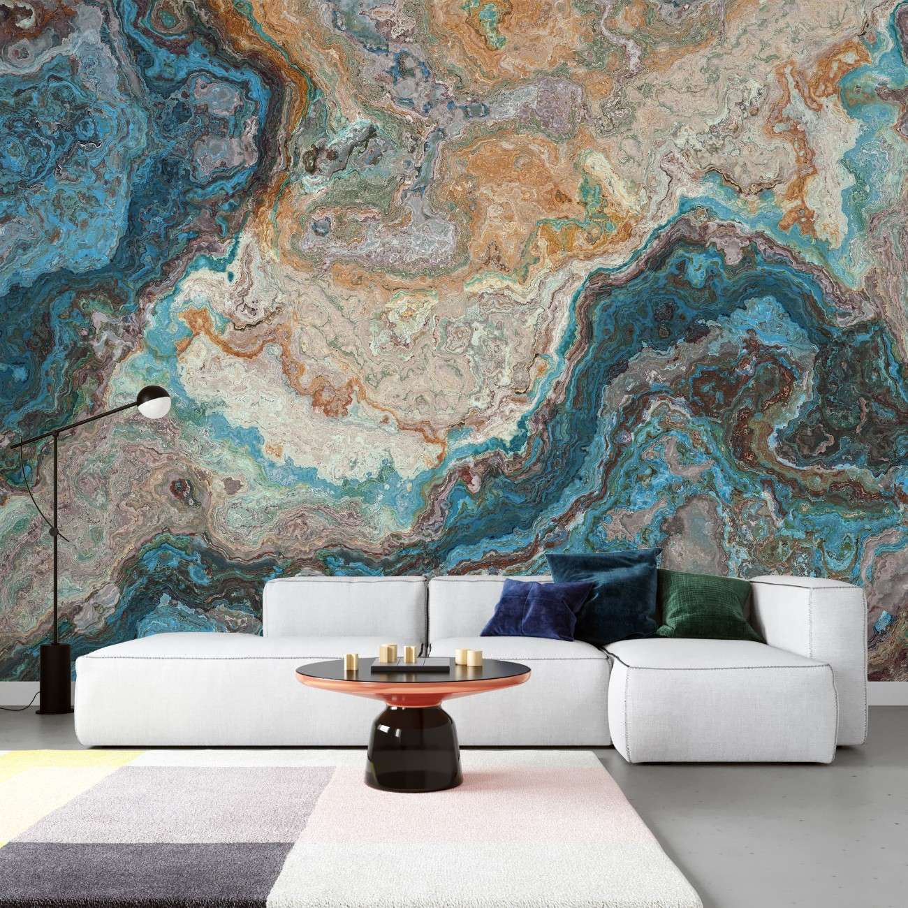 Tapet personalizat marble cu o marmura in nuante intense de albastru cu accente de alb si gri pentru un design modern si vibrant azul