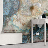 Tapet personalizat marble cu o marmura in nuante intense de albastru cu accente de alb si gri pentru un design modern si vibrant azul