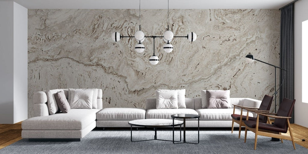 Tapet personalizat marble cu o textura de travertin in nuante calde de bej si crem ideala pentru un stil natural si atemporal travertine