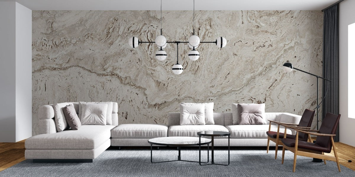 Tapet personalizat marble cu o textura de travertin in nuante calde de bej si crem ideala pentru un stil natural si atemporal travertine