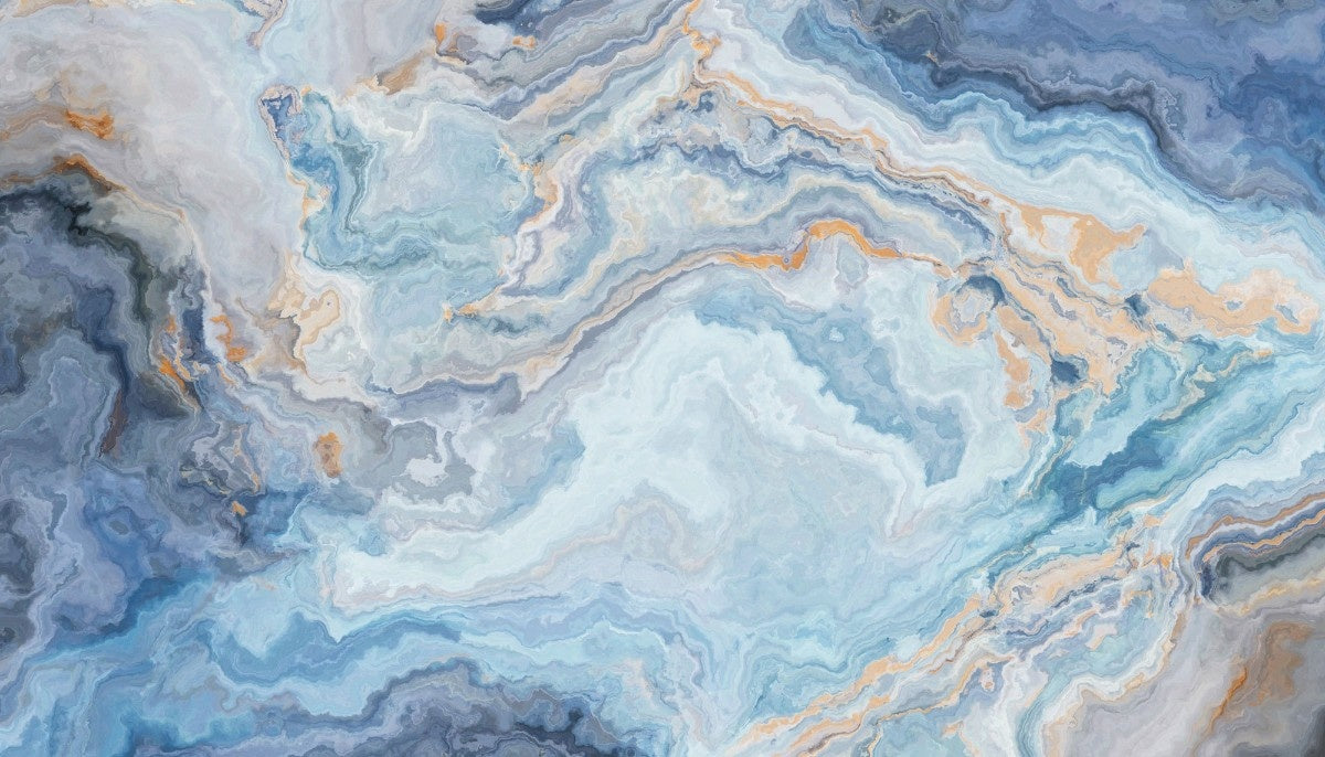 Tapet personalizat marble cu o textura de piatra in tonuri de albastru pal si alb inspirata de ghetari creand o atmosfera senina arctic ii