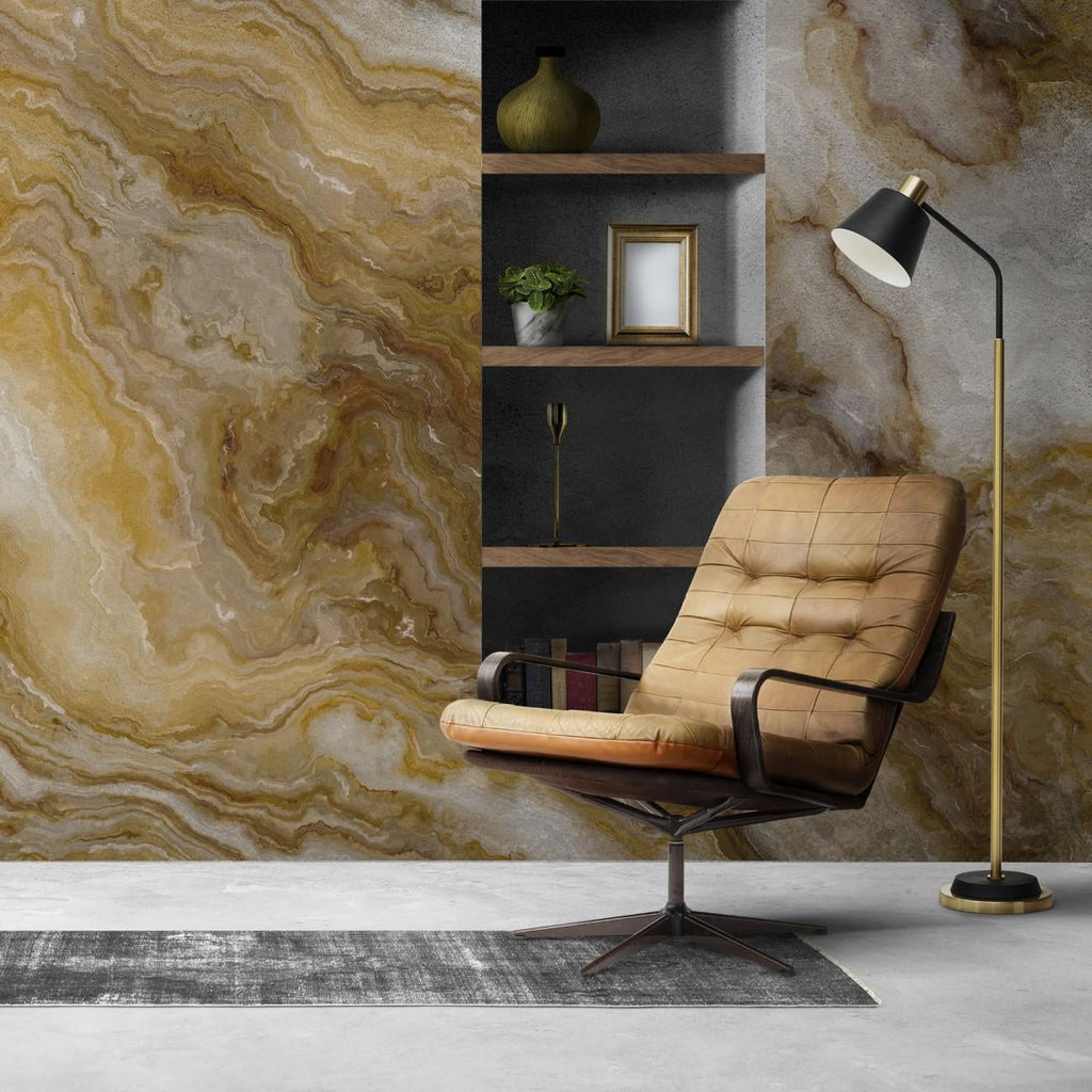 Tapet personalizat marble cu o marmura in nuante calde de bej si crem cu detalii ce evoca atmosfera relaxanta a bailor turcesti hammam i