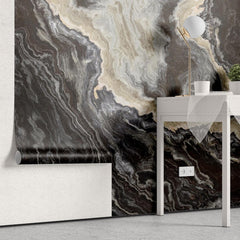 Tapet personalizat marble cu o marmura bogata in nuante de maro inchis si accente de cafeniu creand un decor sofisticat dark chocolate