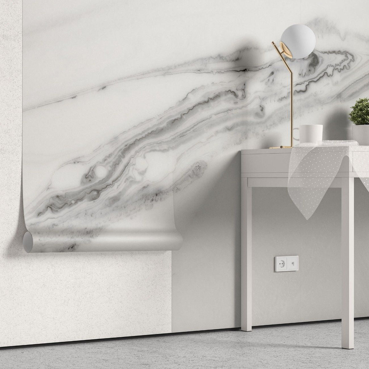 Tapet personalizat marble cu o marmura in nuante de alb negru si gri pentru un design minimalist si sofisticat monochrome