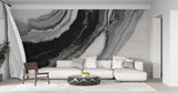 Tapet personalizat marble cu o marmura cu un contrast puternic de alb si negru cu modele indraznete panda
