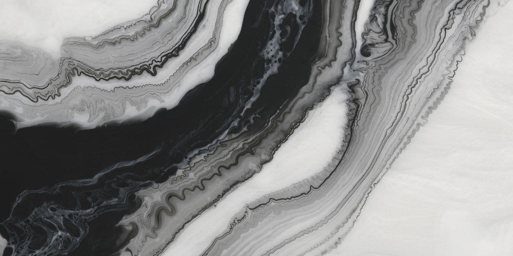 Tapet personalizat marble cu o marmura cu un contrast puternic de alb si negru cu modele indraznete panda