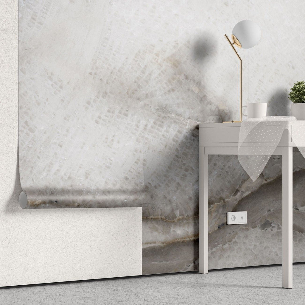 Tapet personalizat marble cu o textura de piatra in nuante de albastru verzui si alb ce aminteste de spuma marii sea foam
