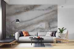 Tapet personalizat marble cu o marmura intunecata cu insertii luminoase de albastru si violet ce creeaza un efect mistic morgana