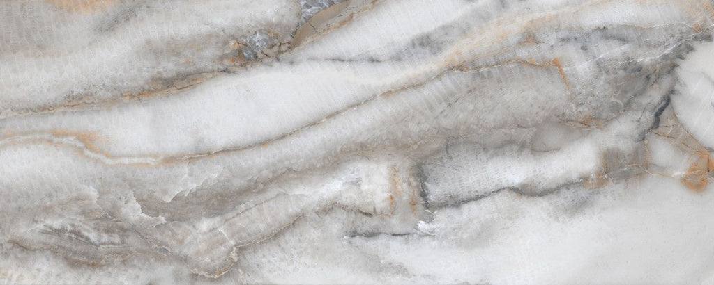Tapet personalizat marble cu o marmura intunecata cu insertii luminoase de albastru si violet ce creeaza un efect mistic morgana