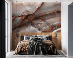 Fototapet personalizat marble cu o piatra semipretioasa de onix maro cu modele complexe ce adauga profunzime si lux brown onyx