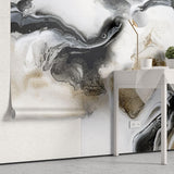 Tapet personalizat marble cu o marmura in nuante de cafea si crem cu modele fluide asemanatoare cernelii ink coffee