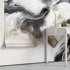Tapet personalizat marble cu o marmura in nuante de cafea si crem cu modele fluide asemanatoare cernelii ink coffee