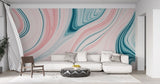 Tapet personalizat marble cu o piatra in nuante de roz pudrat si albastru deschis cu modele rotunde ce aduc un aspect vesel bubblegum