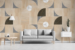 Tapet Personalizat Wood cu model si design modern de lemn dipsus in placi in stil Bauhaus - BAUHAUS MODERN WOOD
