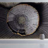 Tapet Personalizat Wood cu sectiune rotunda de lemn intr-o textura abstracta tip plaster - PLASTER WOOD