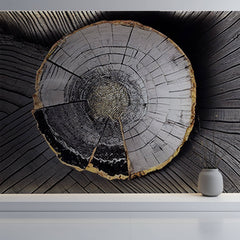 Tapet Personalizat Wood cu sectiune rotunda de lemn intr-o textura abstracta tip plaster - PLASTER WOOD