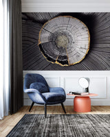 Tapet Personalizat Wood cu sectiune rotunda de lemn intr-o textura abstracta tip plaster - PLASTER WOOD