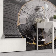 Tapet Personalizat Wood cu sectiune rotunda de lemn intr-o textura abstracta tip plaster - PLASTER WOOD