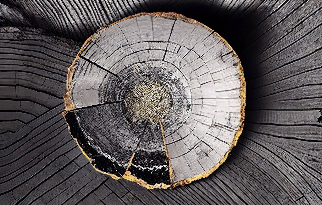 Tapet Personalizat Wood cu sectiune rotunda de lemn intr-o textura abstracta tip plaster - PLASTER WOOD