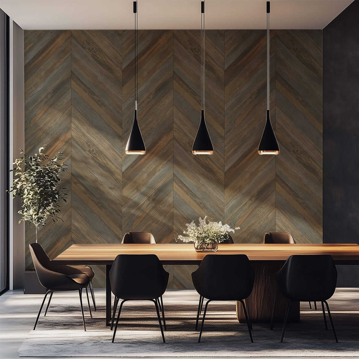 Tapet Personalizat Wood cu textura de placi de lemn tip parchet in nuante de gri - SCANDINAVIAN LIVING