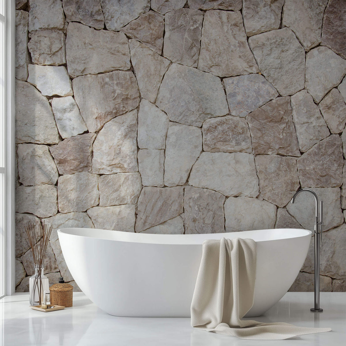 Tapet Personalizat Stone cu piatra naturala de stanca in stil meditarenean - EARTH'S EMBRACE