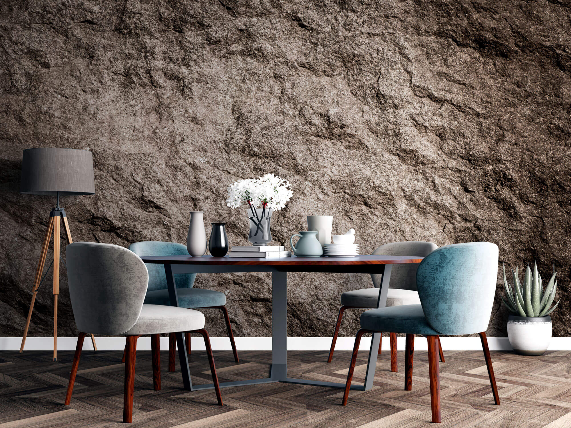 Tapet Personalizat Stone cu piatra naturala de stanca in nuante maronii - NATURAL ROCK WALL