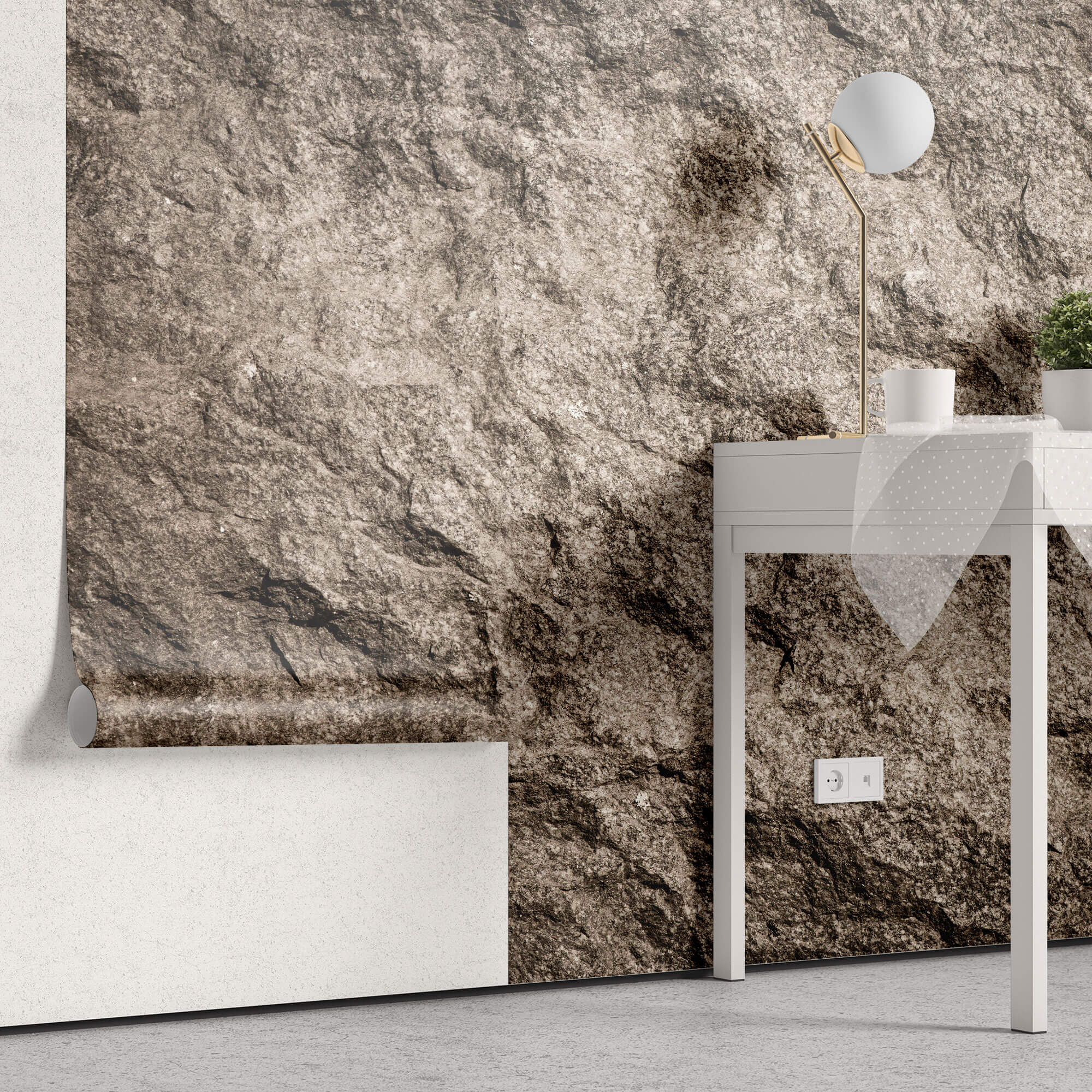Tapet Personalizat Stone cu piatra naturala de stanca in nuante maronii - NATURAL ROCK WALL
