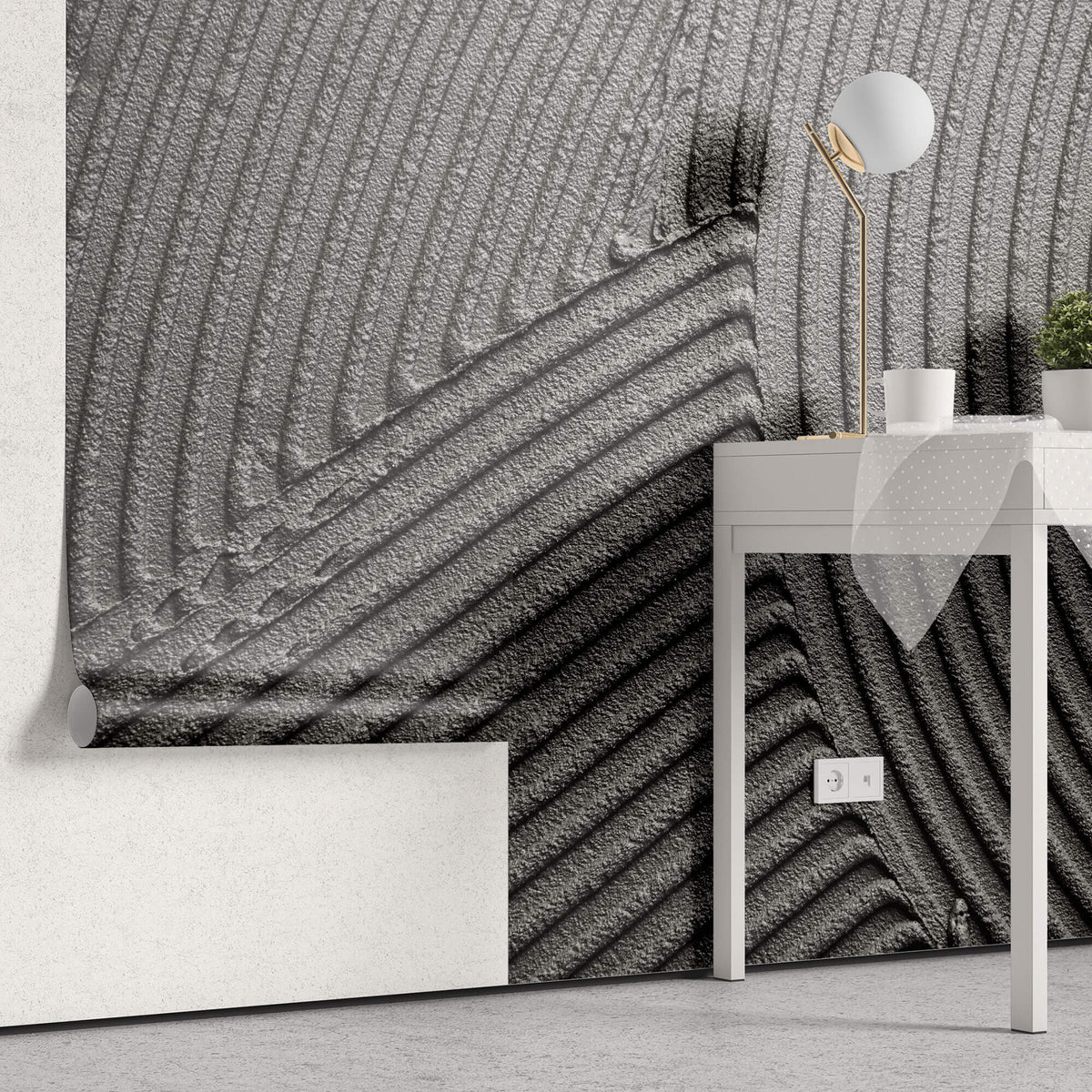 Tapet Personalizat Stone cu ciment texturat in nuante de gri - PLASTER BLACK