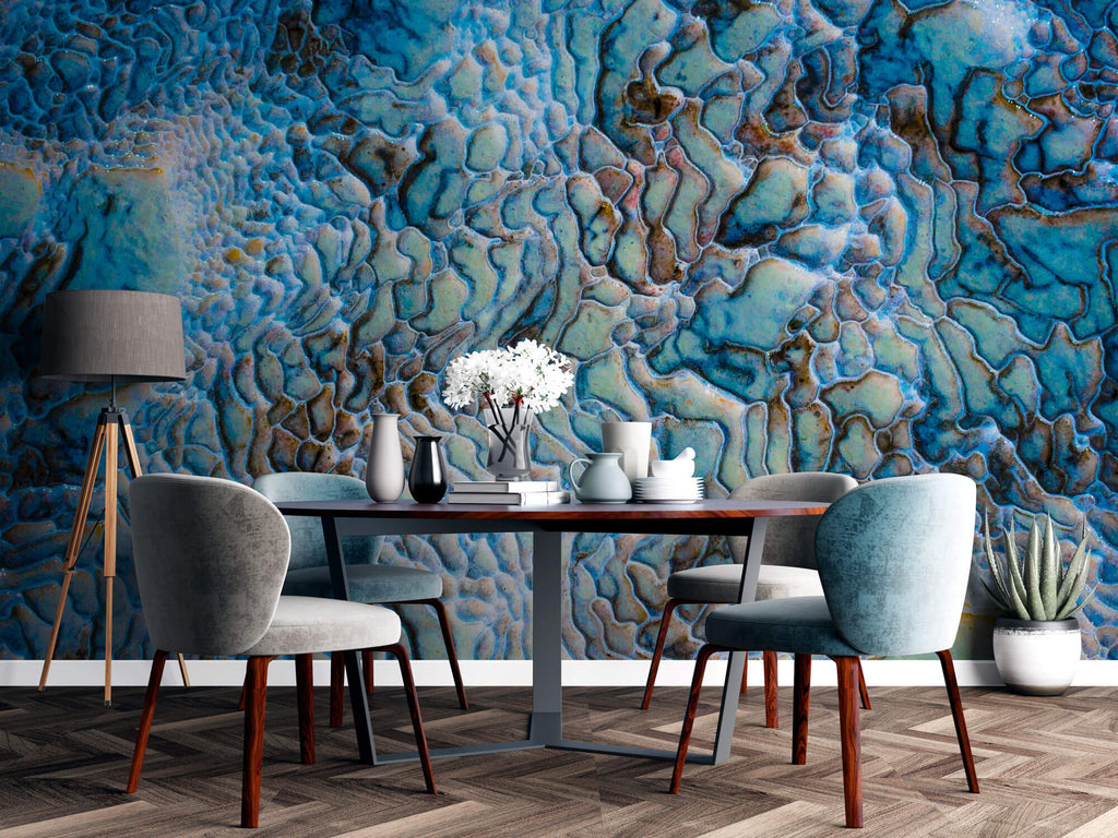 Tapet Personalizat Stone cu piatra minerala texturata in nuante de turcoaz - MINERAL DREAMSCAPE