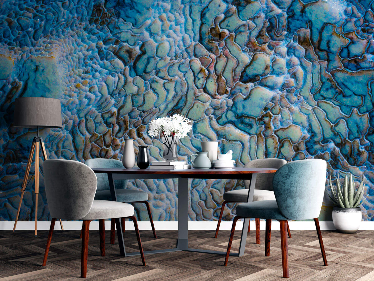 Tapet Personalizat Stone cu piatra minerala texturata in nuante de turcoaz - MINERAL DREAMSCAPE