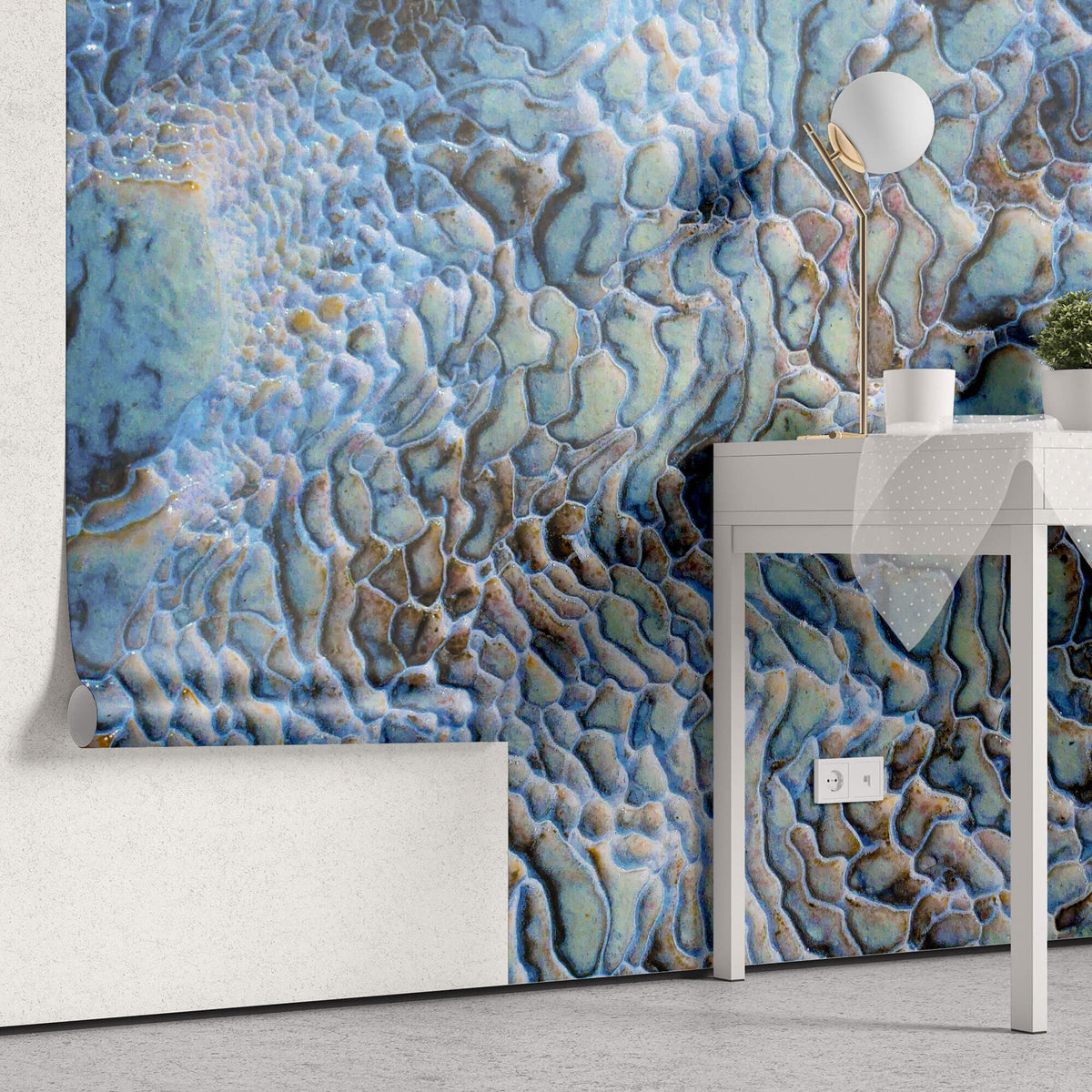 Tapet Personalizat Stone cu piatra minerala texturata in nuante de turcoaz - MINERAL DREAMSCAPE