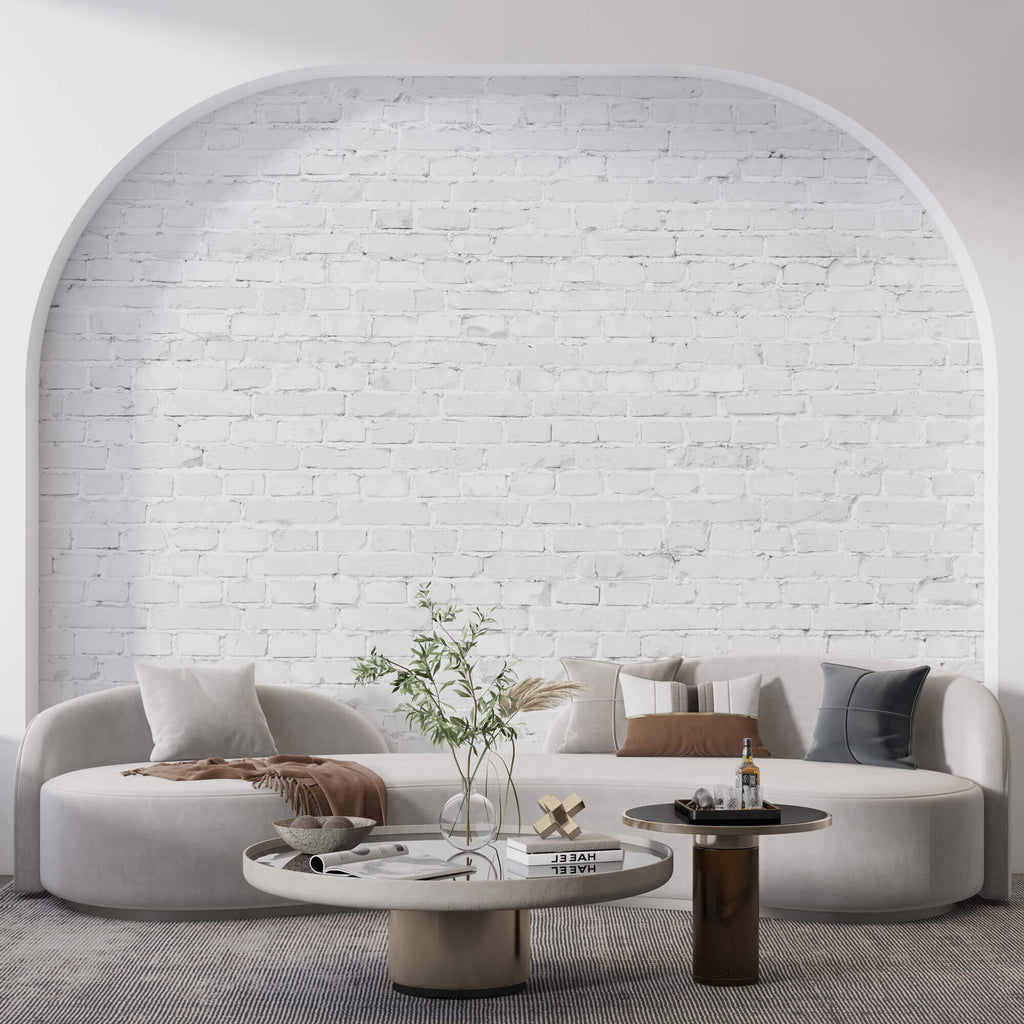 Tapet Personalizat Stone cu perete de caramida alba - WHITE RUSTIC BRICK